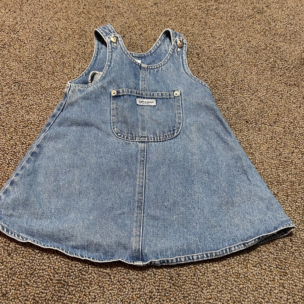 Vintage Baby Guess Denim Dress with Heart Buttons Size 24 Months
